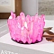 Electroplated Natural Quartz Crystal Candle Holder, Hot Pink, 60~70x40~50mm