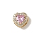 Brass Micro Pave Cubic Zirconia Beads, Heart, Rack Plating, Long-Lasting Plated, Cadmium Free & Lead Free, Real 18K Gold Plated, Pearl Pink, 9.5x9.5x6.5mm, Hole: 4.5x2.5mm