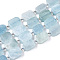 Natural Aquamarine Beads Strands, with Seed Beads, Rectangle, 10~12x6.5~9x4~5mm, Hole: 0.9mm, seed beads: 3x3x2, hole: 0.8mm, about 28pcs/strand, 14.96~15.35''(38~39cm)