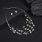 Alloy & Resin Round Beaded Multilayer Necklace & Dangle Earring Sets, Platinum, Beige, 440mm