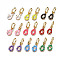 Brass Micro Pave Cubic Zirconia Huggie Hoop Earrings, with Enamel, Nickel Free, Teardrop, Real 16K Gold Plated, Mixed Color, 24.5x13mm, Pin: 1mm