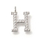 304 Stainless Steel Micro Pave Cubic Zirconia Pendants, Letter A~Z Charms, Letter H, 13x9.5x2mm, Hole: 2mm