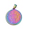 Ion Plating(IP) 304 Stainless Steel Pendants, Flat Round with Saint Benedict Medal, Rainbow Color, 27.5x25x3mm, Hole: 8x4.5mm