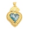 Rack Plating Brass Pendants, with Glass, Long-Lasting Plated, Cadmium Free & Lead Free, Strawberry Charms, Deep Sky Blue, 30x21x6.5mm, Hole: 4x3.5mm
