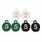 Spray Painted Alloy Pendants, Cadmium Free & Lead Free, Oval with Number 5, Mixed Color, 26x18.5x3mm, Hole: 4mm