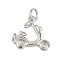 Brass Charms, Motorbike, with Jump Ring, Cadmium Free & Lead Free, Rack Plating, Long-Lasting Plated, Platinum, 13.5x14.5x4.5mm, Hole: 3.4mm