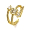 Brass with Cubic Zirconia Rings, Real 18K Gold Plated, Mixed Shapes, Inner Diameter: US Size 7 1/4(17.5mm)
