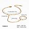 Stainless Steel Cable Chain Finger Ring Bracelets for Women, Real 18K Gold Plated, 3-1/2 inch(9cm) long, Inner Diameter: 6-7/8 inch(17.5cm), ring: 80mm Inner Diameter