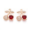 Brass Micro Pave Cubic Zirconia Pendants, Cherry, Light Gold, 16.5~17.1x13.7x4.2mm, Hole: 1.4mm