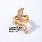 Snake Golden Brass Cuff Ring with Cubic Zirconia, Inner Diameter: 18mm