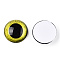 Glass Cabochons, Half Round with Eye, Yellow, 20x6.5mm