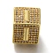 Brass Cubic Zirconia Beads, Letter I, Square, Letter I, 9.5x9.5x9.5mm, Hole: 6mm