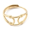 304 Stainless Steel Hollow Knot Adjustable Rings, Real 14K Gold Plated, US Size 7 1/4(17.5mm)