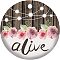 Handmade Porcelain Pendants, Flat Round with Word Alive, BurlyWood, 75x2mm