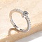 S925 Sterling Silver Adjustable Letter Rings for Women, with Micro Pave Cubic Zirconia, Letter C, 2mm,US Size 5 1/2(16.1mm), Letter: 5x4mm
