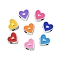 CCB Plastic European Beads, Large Hole Beads, Enamel Style, Heart, 11x12.5x7.5mm, Hole: 5mm