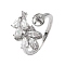 Brass Pave Clear Cubic Zirconia Earring Findings, Flower, Cadmium Free & Lead Free, Rack Plating, Long-Lasting Plated, Platinum, 17mm