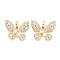 Brass Clear Cubic Zirconia Peg Bails, Butterfly, Real 18K Gold Plated, 19.5x24x6mm, Hole: 5.2x3.5mm