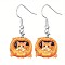 Acrylic Dangle Earrings, Platinum, Pumpkin, 31x33mm