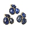 Natural Lapis Lazuli Links connectors, with Brass Findings, Faceted, Golden, Dyed, 30.5~31x33x5mm, Hole: 1.8mm