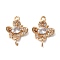 Brass Micro Pave Cubic Zirconia Connector Charms, Butterfly, Light Gold, Clear, 19.5x13.5x4mm, Hole: 1.7mm