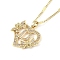 304 Stainless Steel Heart Pendant Necklaces with Cubic Zirconia, Letter Charms, Letter D, 16.54 inch(42cm)