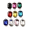 304 Stainless Steel Pendants, with Rhinestone, Stainless Steel Color, Rectangle, Mixed Color, 18.5x11.5x5.5mm, Hole: 1.8mm