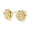 Rack Plating Brass Micro Pave Clear Cubic Zirconia Stud Earrings, Long-Lasting Plated, Lead Free & Cadmium Free, Flower, Golden, 12x12mm