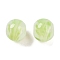 Handmade Lampwork Beads, Round with Flower, Green Yellow, 12x12~12.5mm, Hole: 1.2~1.6mm