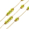 Handmade 304 Stainless Steel & Glass Beaded Chains, Soldered, with 316 Stainless Steel Cable Chain & Spool, Ion Plating(IP), Green Yellow, Links: 13x3mm and 5x3mm