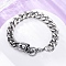 201 Stainless Steel Curb Chain Bracelets, Skull Bracelets with 304 Stainless Steel Clasps, Stainless Steel Color, 7-7/8 inch(20cm)