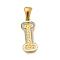 304 Stainless Steel Pendants, with Enamel, Ion Plating(IP), Laser Cut, Real 18K Gold Plated, Letter I, 18.5x8x1.5mm, Hole: 5.5x2.5mm