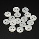 2-Hole Shell Flat Round Buttons, White, 10x2mm, Hole: 1.5mm, about 720pcs/bag