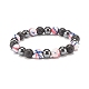 Natural Lava Rock & Synthetic Hematite & Ocean White Jade(Dyed) Round Beaded Stretch Bracelet BJEW-JB07972-01-1