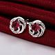 Flower Silver Color Plated Brass Cubic Zirconia Stud Earrings EJEW-BB11772-A-4