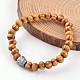 Wood Beaded Stretch Bracelets BJEW-JB02221-2