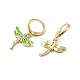 Dragonfly Real 18K Gold Plated Brass Dangle Leverback Earrings EJEW-L268-011G-03-2