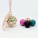 Trendy Women's Brass Rolo Chain Wing Cage Pendant Necklaces NJEW-F053-15-2