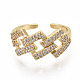Brass Micro Pave Clear Cubic Zirconia Cuff Rings RJEW-S045-034G-NR-3