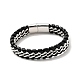 Leather & 304 Stainless Steel Braided Curb Chains Cord Bracelet with Magnetic Clasp for Men Women BJEW-C021-19-3
