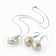 Galvanisieren Sie Spirale Shell Anhänger Halsketten und Ohrringe Schmuck-Sets SJEW-JS01007-01-1