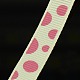 Beige and Pale Violet Red Garment Accessories 3/8 inch(10mm) Dots Printed Grosgrain Ribbon X-SRIB-A010-10mm-04-1