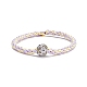 Bracelet cordon perles émail fleur BJEW-JB07675-1