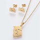 304 Stainless Steel Pendant  Necklace and Stud Earrings Jewelry Sets SJEW-K151-05G-1