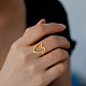 Hollow Out Heart 304 Stainless Steel Open Cuff Ring for Women RJEW-E073-07G-4