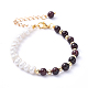Natural Pearl & Natural Garnet Beaded Bracelets BJEW-JB05153-03-1