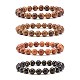 Natural Wood Round Beads Stretch Bracelet BJEW-JB07140-1