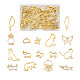 Fashewelry 32pcs16スタイルアロイペンダント  オープンバックベゼル  UVレジンDIY用  エポキシ樹脂  プレスジュエリー  動物の形  ゴールドカラー  2個/スタイル FIND-FW0001-15-1