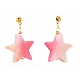 Natural Agate Star Dangle Stud Earrings EJEW-JE04420-04-2