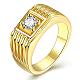 Men's Classic Real 18K Gold Plated Brass Cubic Zirconia Wide Band Finger Rings RJEW-BB06280-10G-1